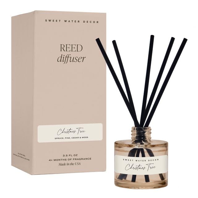 Sweet Water Decor Salt and Sea Reed Diffuser - Sea Salt, Citrus, Musk & Amber Scent - Long-Lasting 4 Month Home Fragrance, Non-Toxic, Aesthetic Home & Bathroom Decor, Made in USA, 3.5 Fl Oz