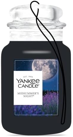 Yankee Candle Classic Paper Car Jar Air Freshener, Hanging Car Freshener, Long Lasting Car Fragrance, Midsummer’s Night (Pack of 6)