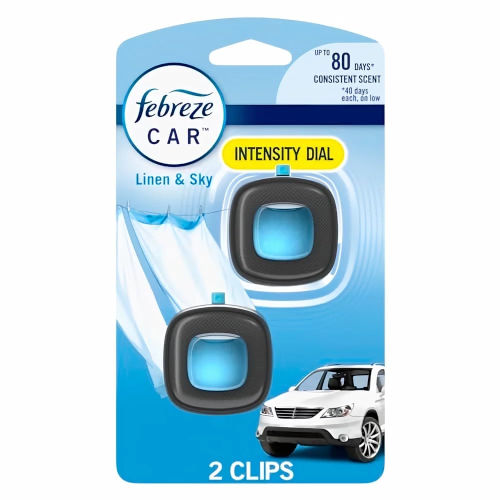 Febreze Car Air Freshener Vent Clip Platinum Ice Scent, .07 oz. Car Vent Clip, Pack of 4