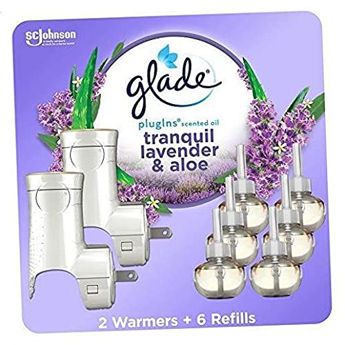 Glade PlugIns Air Freshener Starter Kit, Scented and Essential Oils for Home and Bathroom, Cashmere Woods, 4.02 Fl Oz, 2 Warmers and 6 Refills