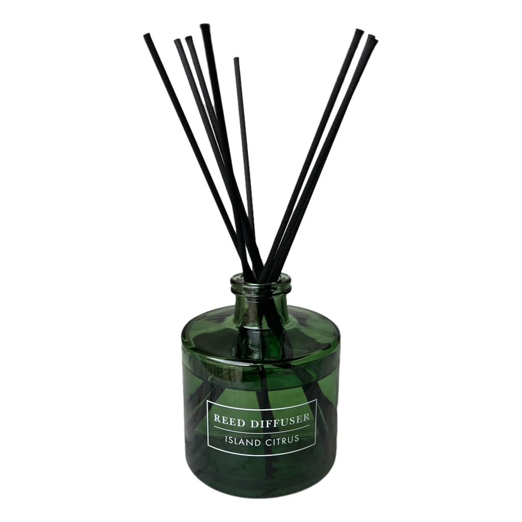 Bellevue Reed Diffuser, 6 fl oz Glass Filled Diffuser, Highly Concentrated Fragrances with Essential Oils, Home Fragrance, Scent: Island Citrus (Pack of 2)