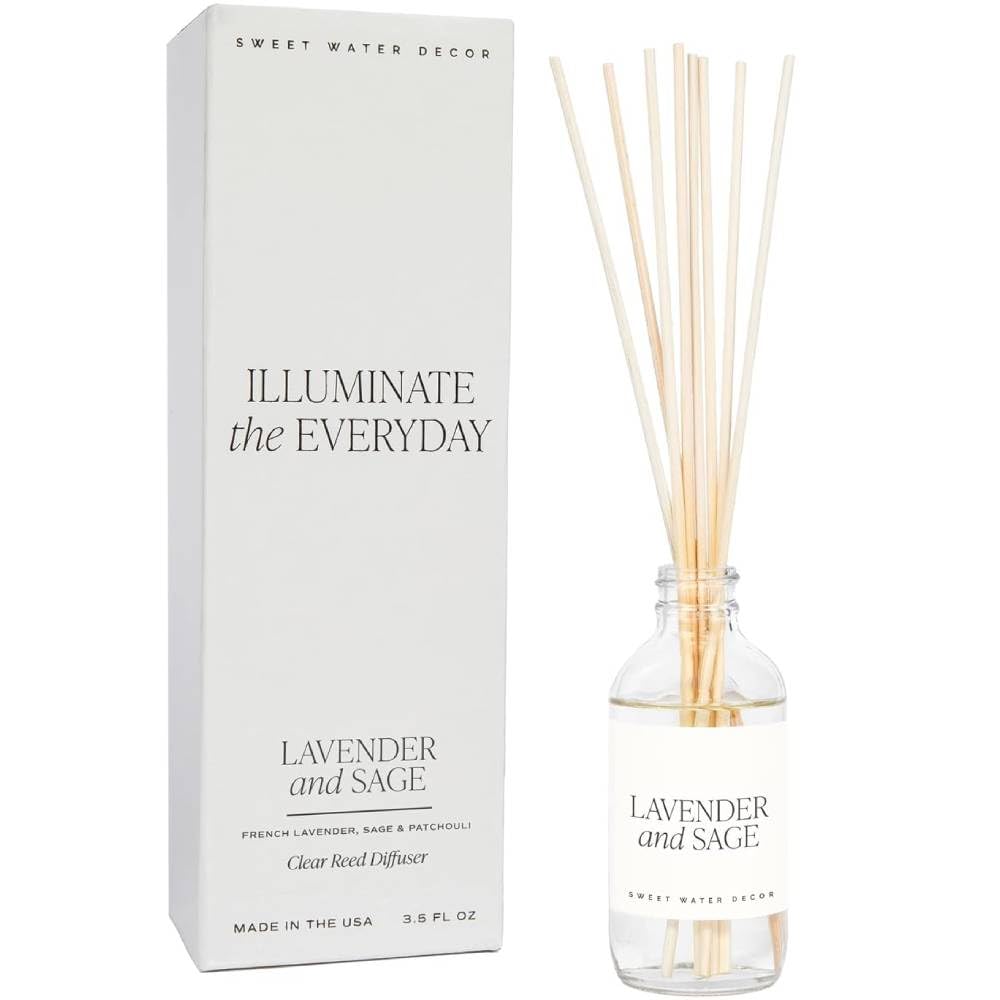 Sweet Water Decor Non-Toxic Cashmere and Vanilla Reed Diffuser Set, Cashmere, Sandalwood, Milky Coconut, Bourbon Vanilla Scented Diffuser for Home, Light Fragrance, Made in the USA, 3.5 FL OZ