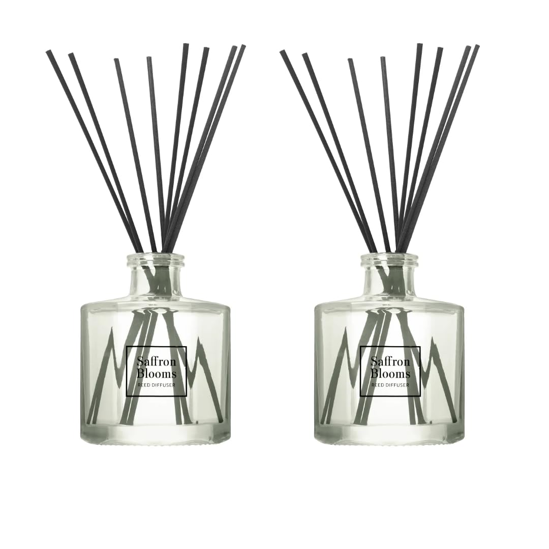 Bellevue Reed Diffuser, 6 fl oz Glass Filled Diffuser, Highly Concentrated Fragrances with Essential Oils, Home Fragrance, Scent: Island Citrus (Pack of 2)