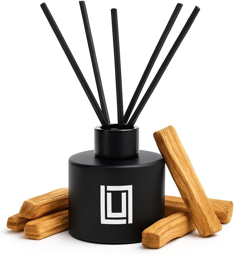 Lulu Candles | Reed Diffuser Set | Jasmine, Oud & Sandalwood | 6 Reed Sticks | Scent Diffuser for Bedroom Bathroom Living Room & Office - 4.2 FL Oz.