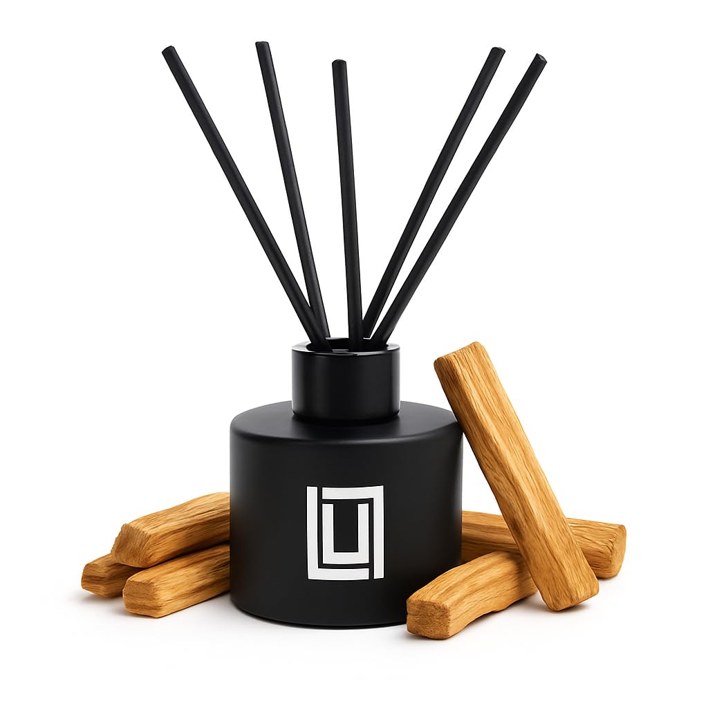 Lulu Candles | Reed Diffuser Set | Jasmine, Oud & Sandalwood | 6 Reed Sticks | Scent Diffuser for Bedroom Bathroom Living Room & Office - 4.2 FL Oz.
