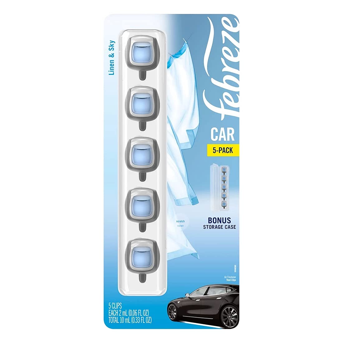 Febreze Car Air Freshener Vent Clip Platinum Ice Scent, .07 oz. Car Vent Clip, Pack of 4