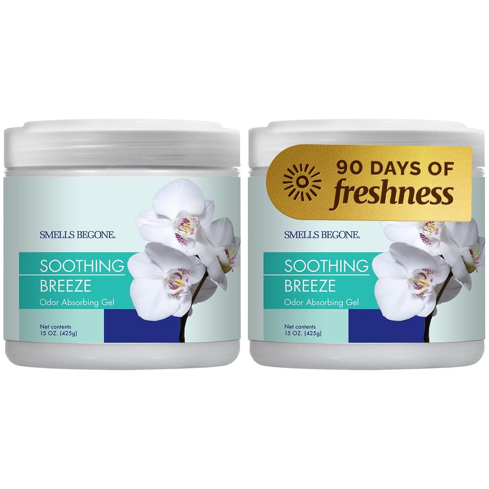 SMELLS BEGONE 15oz Gel Odor Eliminator - Absorb & Remove Tough Odors in Pet Areas, Bathrooms, Basements, Garage, Cars, RVs & Boats - Eliminate Odors Quickly (1-Pack, Lavender Vanilla)