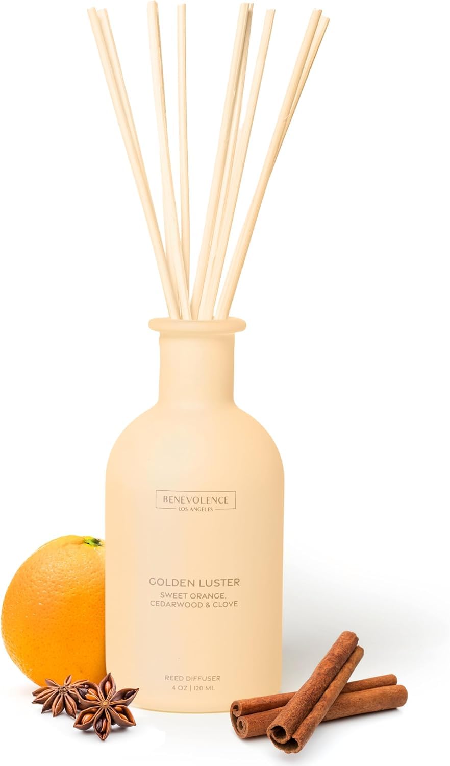 Benevolence LA Reed Diffuser for Home | Eucalyptus, Fig & Sandalwood | Elegant Home & Bathroom Decor | Fragrance Diffuser with Sticks for Bathroom - Malibu Sands Collection