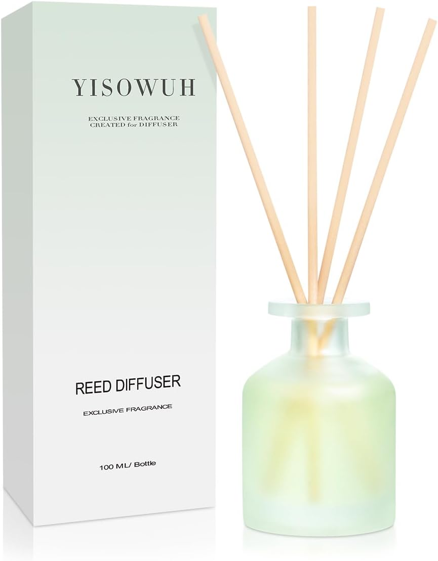 Reed Diffuser for Home, Clean Linen Scent 3.38oz (100ml)*1 Pack Essential Oil Reed Diffuser Set with 8 Sticks, Long Lasting Air Freshener for Bathroom Bedroom Living Room, Home Decor & Gifts