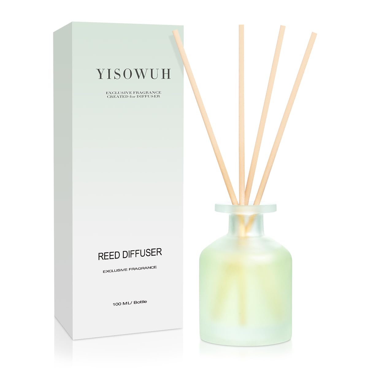 Reed Diffuser for Home, Clean Linen Scent 3.38oz (100ml)*1 Pack Essential Oil Reed Diffuser Set with 8 Sticks, Long Lasting Air Freshener for Bathroom Bedroom Living Room, Home Decor & Gifts