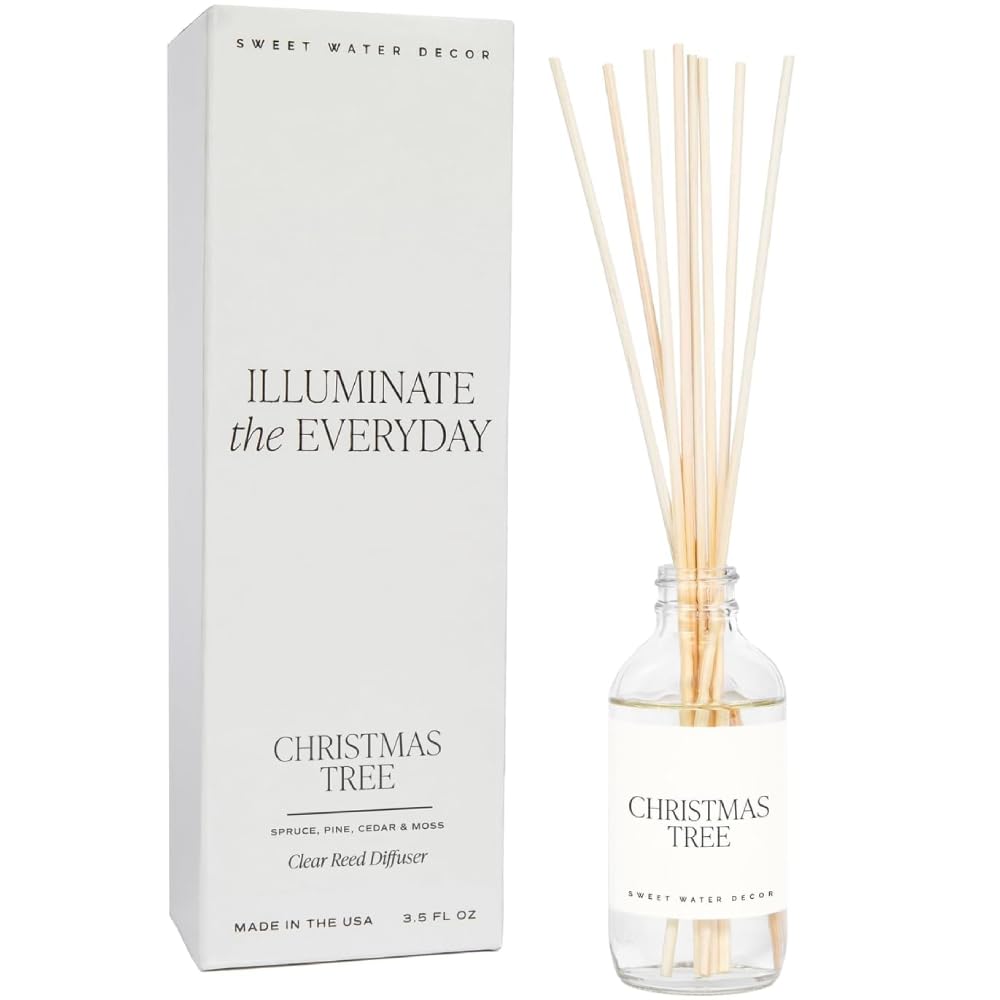 Sweet Water Decor Non-Toxic Cashmere and Vanilla Reed Diffuser Set, Cashmere, Sandalwood, Milky Coconut, Bourbon Vanilla Scented Diffuser for Home, Light Fragrance, Made in the USA, 3.5 FL OZ