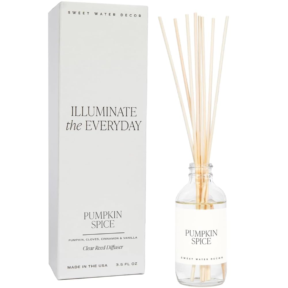 Sweet Water Decor Non-Toxic Cashmere and Vanilla Reed Diffuser Set, Cashmere, Sandalwood, Milky Coconut, Bourbon Vanilla Scented Diffuser for Home, Light Fragrance, Made in the USA, 3.5 FL OZ