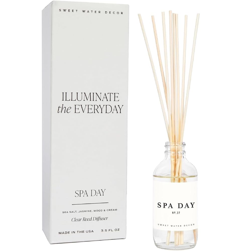 Sweet Water Decor Non-Toxic Cashmere and Vanilla Reed Diffuser Set, Cashmere, Sandalwood, Milky Coconut, Bourbon Vanilla Scented Diffuser for Home, Light Fragrance, Made in the USA, 3.5 FL OZ
