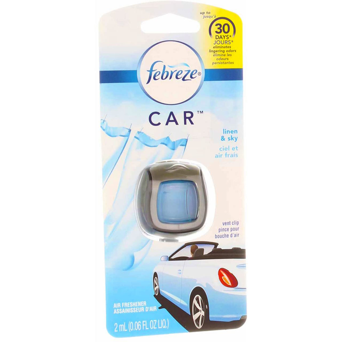 Febreze Car Air Freshener Vent Clip Platinum Ice Scent, .07 oz. Car Vent Clip, Pack of 4