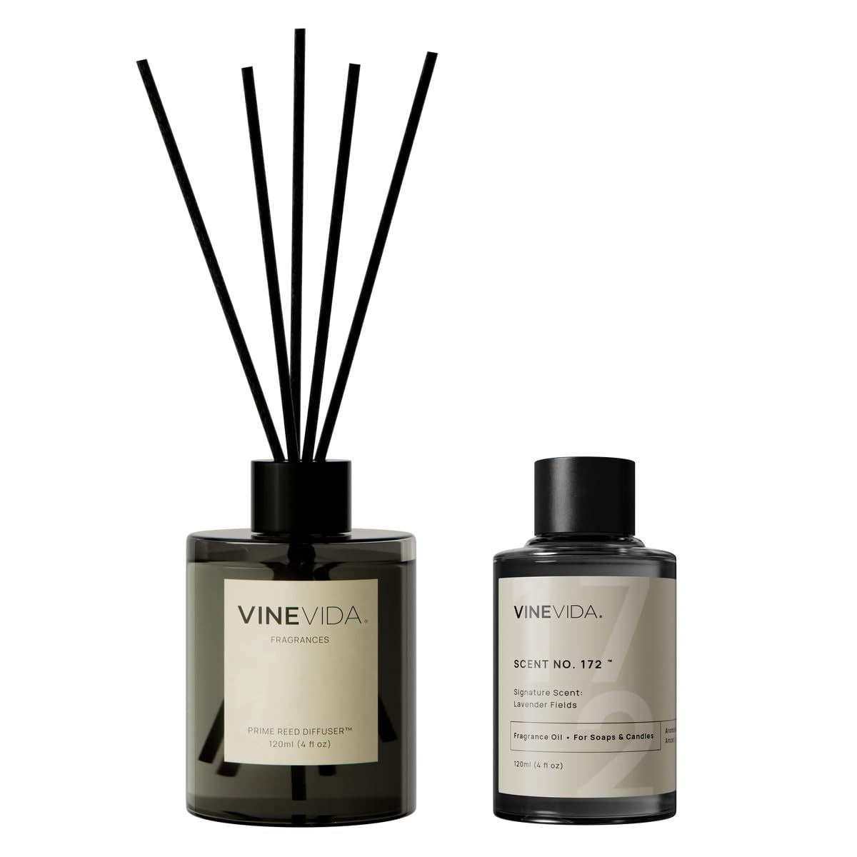 VINEVIDA | Leather & Brandy | Reed Diffuser for Home & Bathroom | Long-Lasting Scent Sticks Set | Oil Stick Diffuser | Bathroom Scent