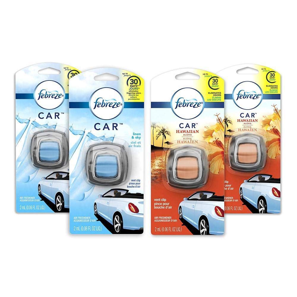 Febreze Car Air Freshener Vent Clip Platinum Ice Scent, .07 oz. Car Vent Clip, Pack of 4