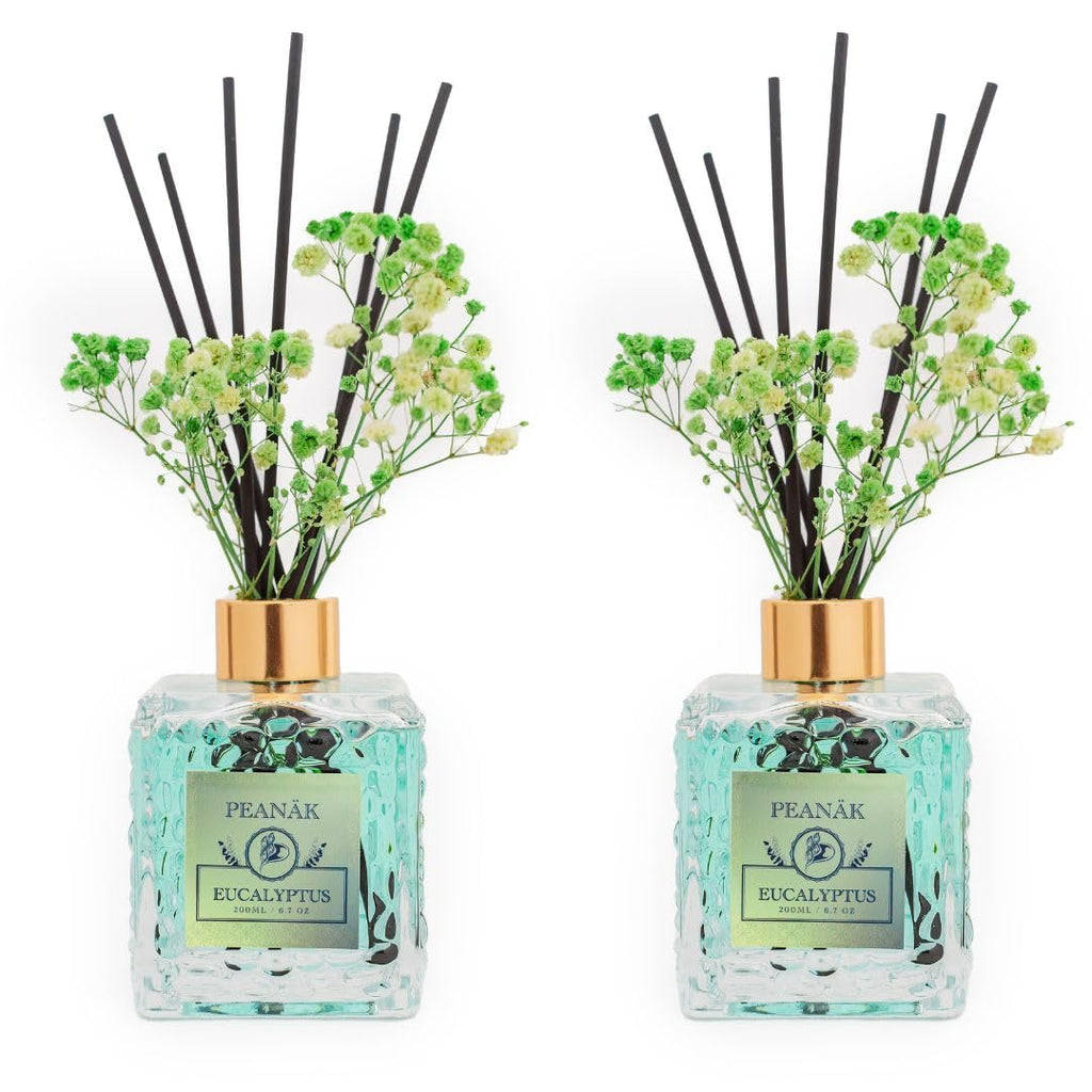 PEANÄK Reed Diffuser Set - Coconut Vanilla 6.7 fl oz | Scented Oil Diffuser with 8 Sticks for Bathroom Shelf Decor & Home Fragrance