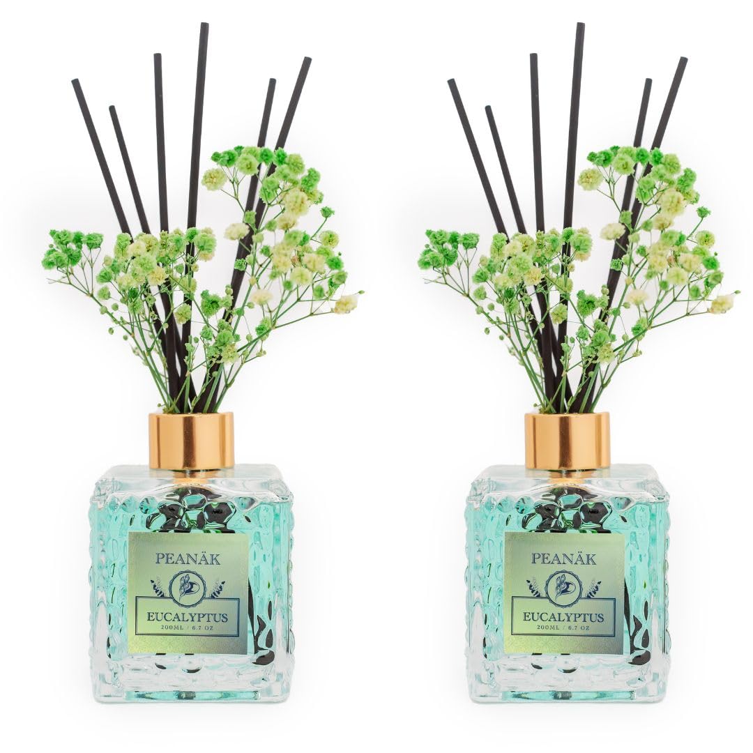 PEANÄK Reed Diffuser Set - Coconut Vanilla 6.7 fl oz | Scented Oil Diffuser with 8 Sticks for Bathroom Shelf Decor & Home Fragrance