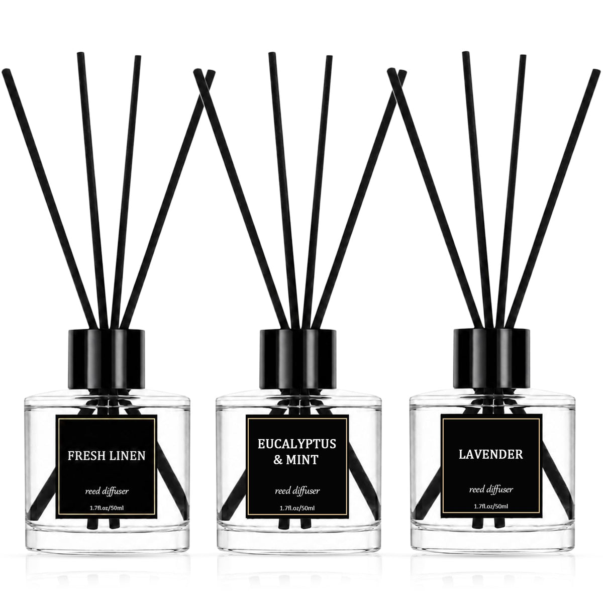 Reed Diffuser Set of 3,Lavender Scented Oil Diffuser with 15 Sticks,(50ml) x 3 Home Fragrance Reed Diffuser for Home Living Room Bedroom Bathroom Air Freshener