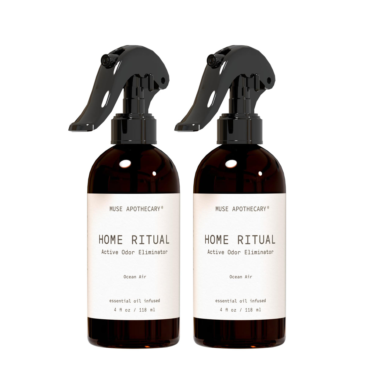 Muse Apothecary Home Ritual Active Odor Eliminator Spray - Furniture Deodorizer Spray & Bathroom Odor Eliminator for Home - Essential Oil Air Freshener - 4oz, Bergamot + French Lavender + Sandalwood