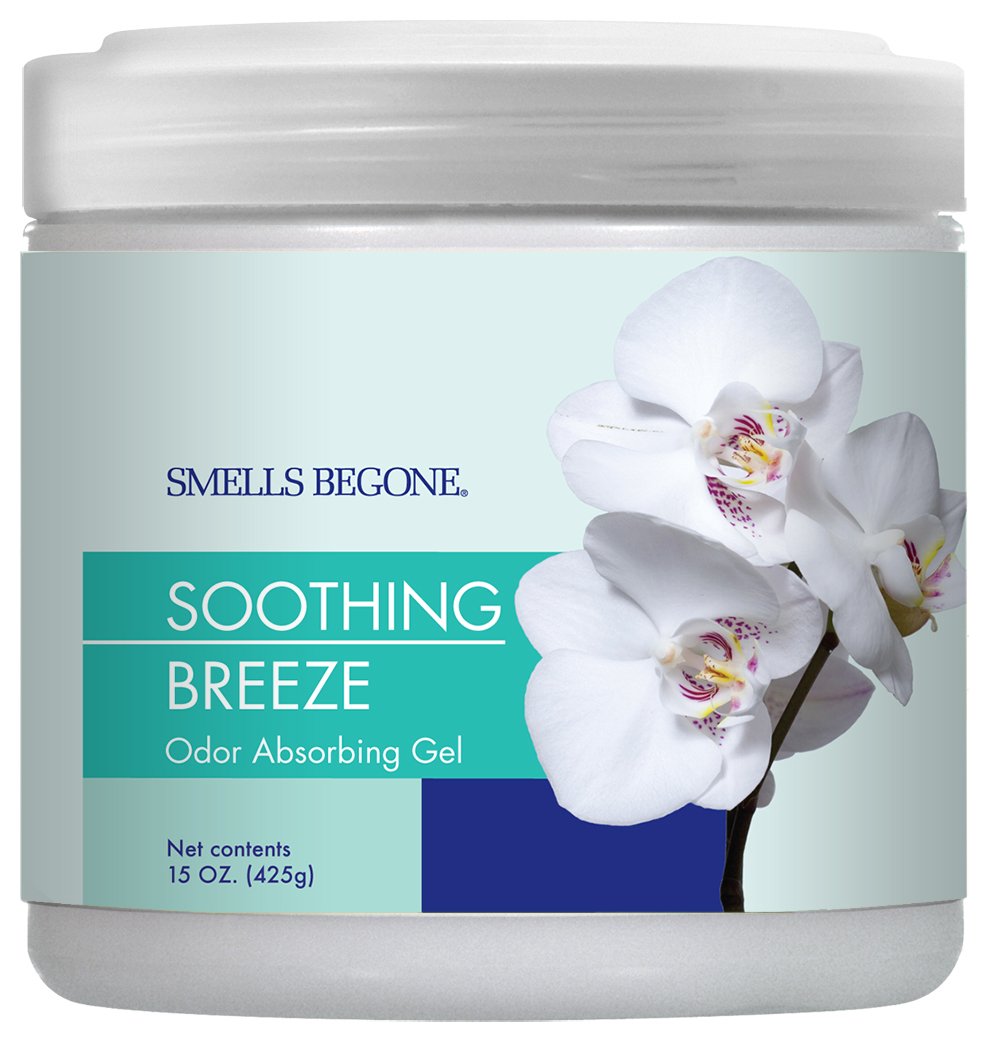 SMELLS BEGONE 15oz Gel Odor Eliminator - Absorb & Remove Tough Odors in Pet Areas, Bathrooms, Basements, Garage, Cars, RVs & Boats - Eliminate Odors Quickly (1-Pack, Lavender Vanilla)