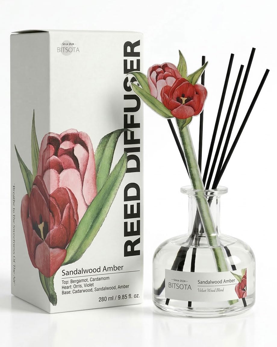 Reed Diffuser Set for Bathroom & Home, Long Lasting Essential Oil Aroma, Glass Bottle Home Fragrance with Sticks, Ideal Gift for Woman