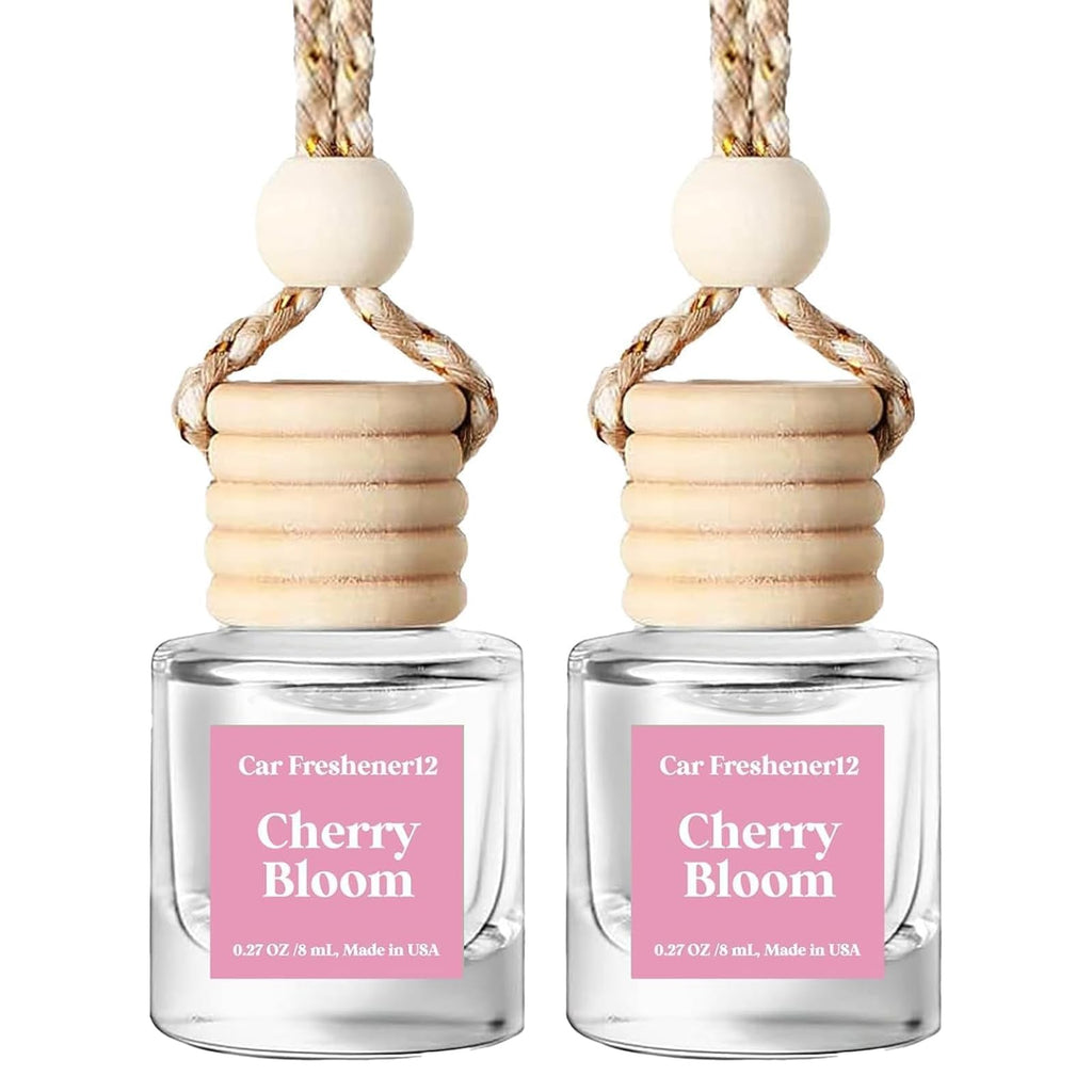 C Classy Car Air Freshener Hanging 2 Pack, Mahogany Teakwood Essential Oil Diffuser, Cute Glass Bottle, Long-Lasting Fragrance Car Accessories for Women & Men, Made in USA