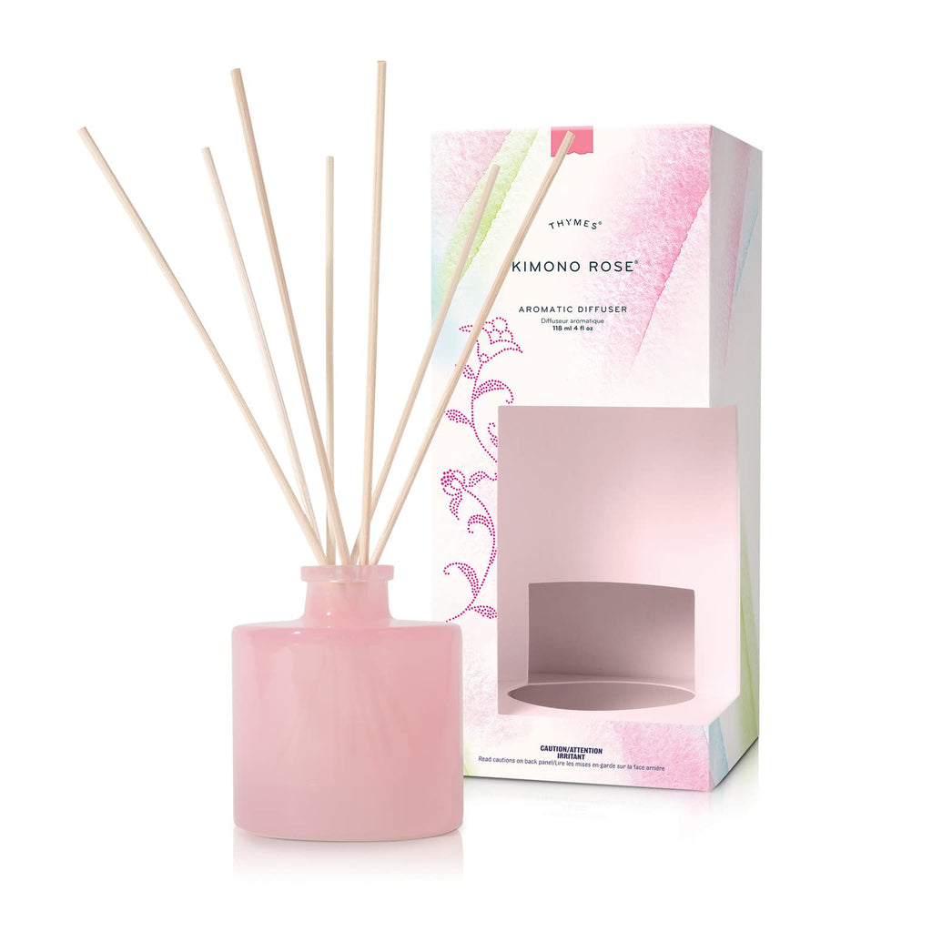 Thymes Petite Oil Reed Diffuser Set – Includes Reeds, Fragrance Oil & Glass Bottle – Luxury Scent Diffusers for Home Decor –Fresh Evergreen, Smoky Wood & Golden Amber (Noir Woods, 4 fl oz)