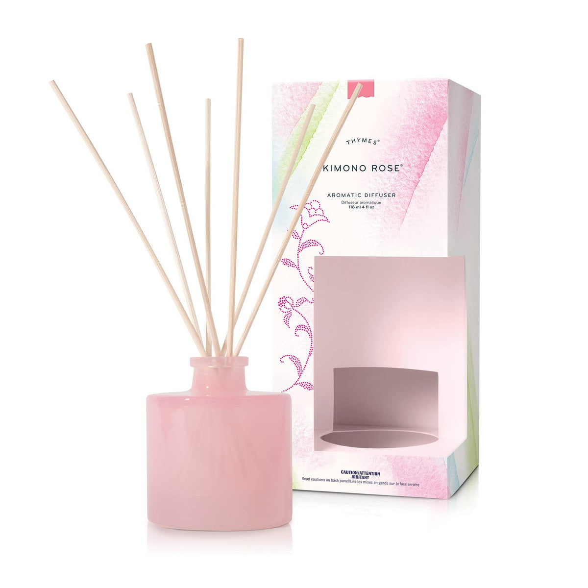 Thymes Petite Oil Reed Diffuser Set – Includes Reeds, Fragrance Oil & Glass Bottle – Luxury Scent Diffusers for Home Decor –Fresh Evergreen, Smoky Wood & Golden Amber (Noir Woods, 4 fl oz)