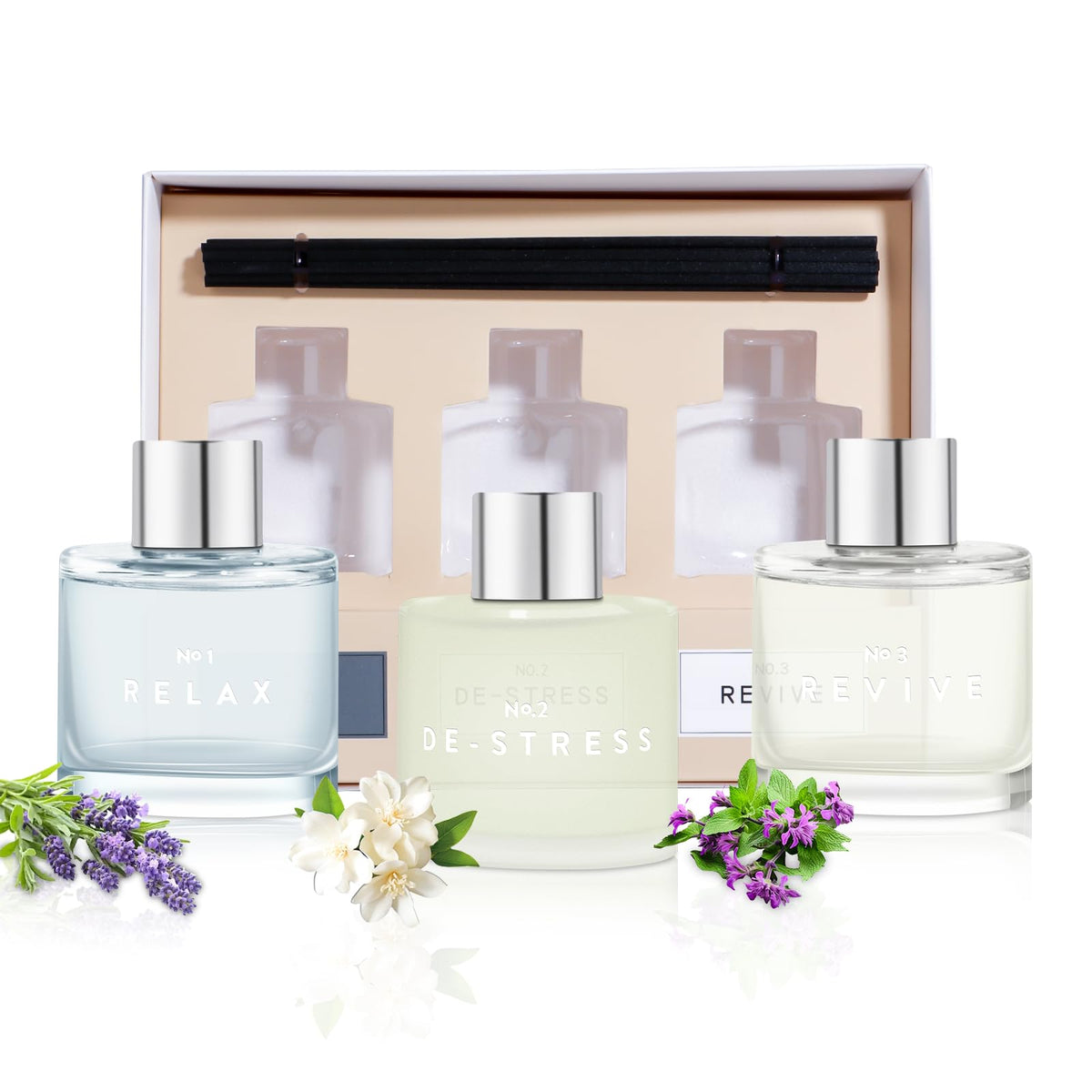 3 Pack Fragrance Reed Diffuser, 50ML Lavender Jasmine Lemongrass
