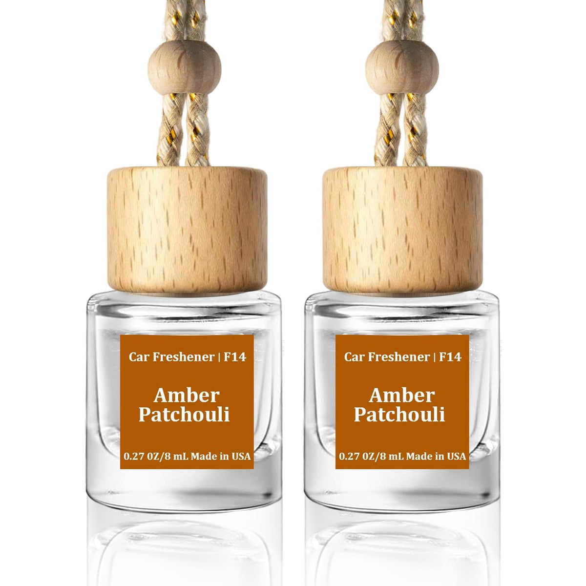 C Classy Car Air Freshener Hanging 2 Pack, Mahogany Teakwood Essential Oil Diffuser, Cute Glass Bottle, Long-Lasting Fragrance Car Accessories for Women & Men, Made in USA