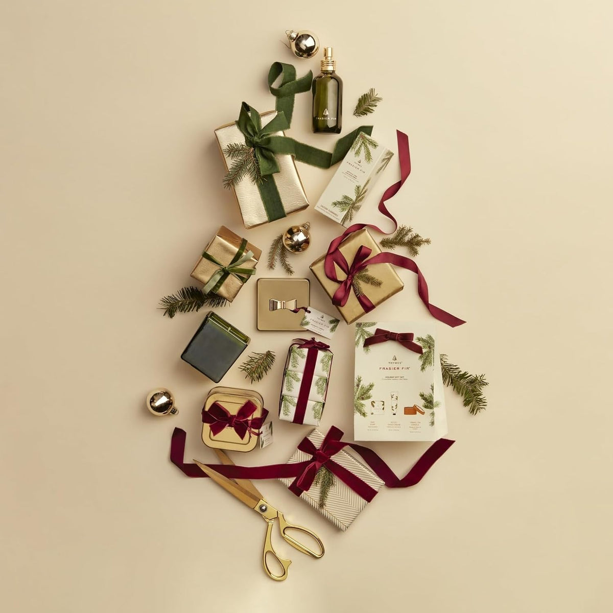 Thymes Frasier Fir Reed Diffuser Set – Includes Reeds, Fragrance Oil, and Frosted Glass Bottle – Fragrance Oil Diffuser – Room Fresheners – Luxury Home Decor – Green & Clear (Pine Needle, 4 fl oz)