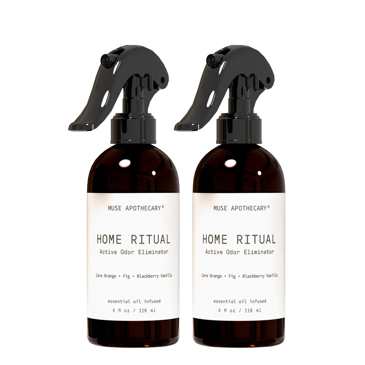 Muse Apothecary Home Ritual Active Odor Eliminator Spray - Furniture Deodorizer Spray & Bathroom Odor Eliminator for Home - Essential Oil Air Freshener - 4oz, Bergamot + French Lavender + Sandalwood