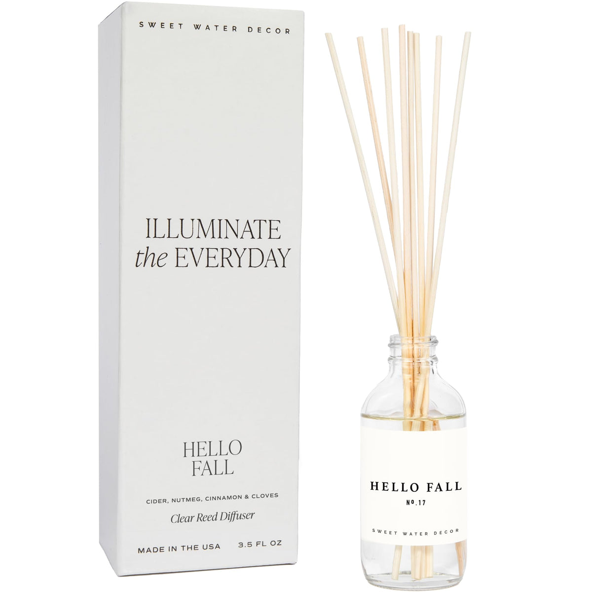 Sweet Water Decor Non-Toxic Cashmere and Vanilla Reed Diffuser Set, Cashmere, Sandalwood, Milky Coconut, Bourbon Vanilla Scented Diffuser for Home, Light Fragrance, Made in the USA, 3.5 FL OZ