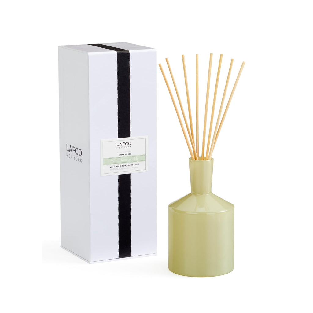 LAFCO New York Classic Reed Diffuser, Marine - 6 oz - Up to 3 Months Fragrance Life - Reusable Glass Vessel - Natural Wood Reeds - Made in the USA