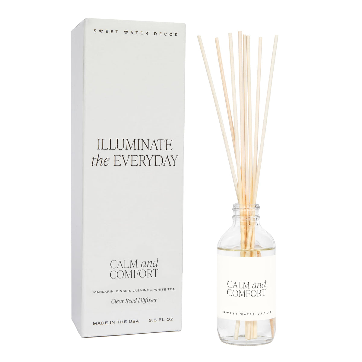 Sweet Water Decor Non-Toxic Cashmere and Vanilla Reed Diffuser Set, Cashmere, Sandalwood, Milky Coconut, Bourbon Vanilla Scented Diffuser for Home, Light Fragrance, Made in the USA, 3.5 FL OZ