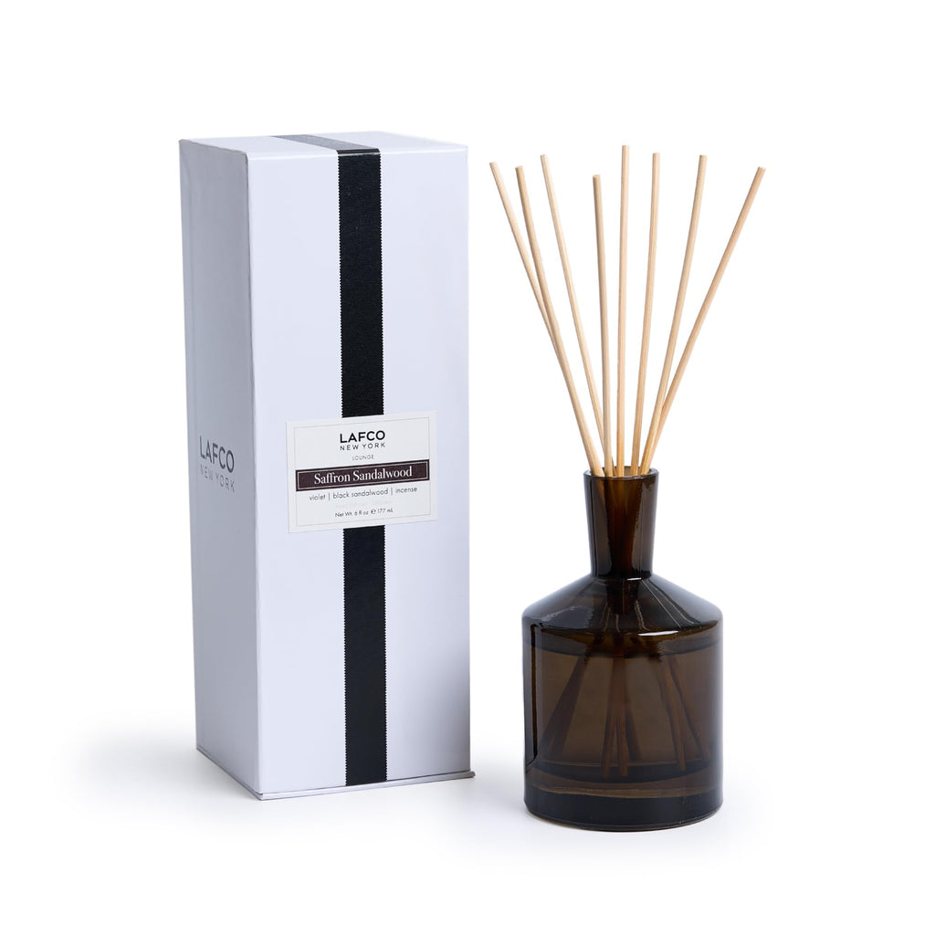 LAFCO New York Classic Reed Diffuser, Marine - 6 oz - Up to 3 Months Fragrance Life - Reusable Glass Vessel - Natural Wood Reeds - Made in the USA