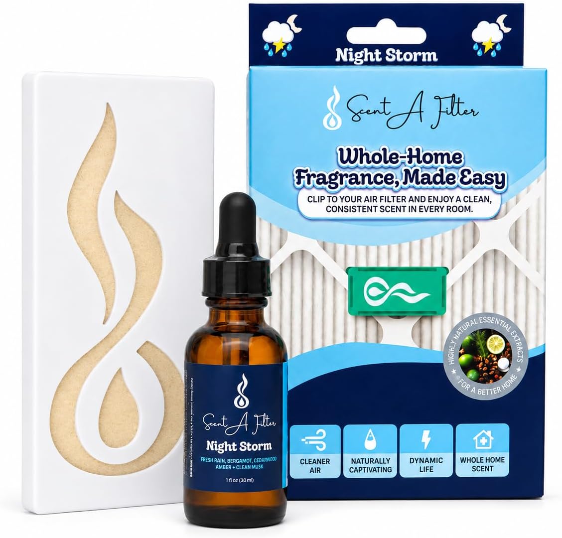 Whole Home HVAC Air Diffuser Apartment Kit - Non-Toxic Reusable Cartridge, 1 oz Premium Fragrance Oil Included | HVAC Diffuser Oil, Night Storm