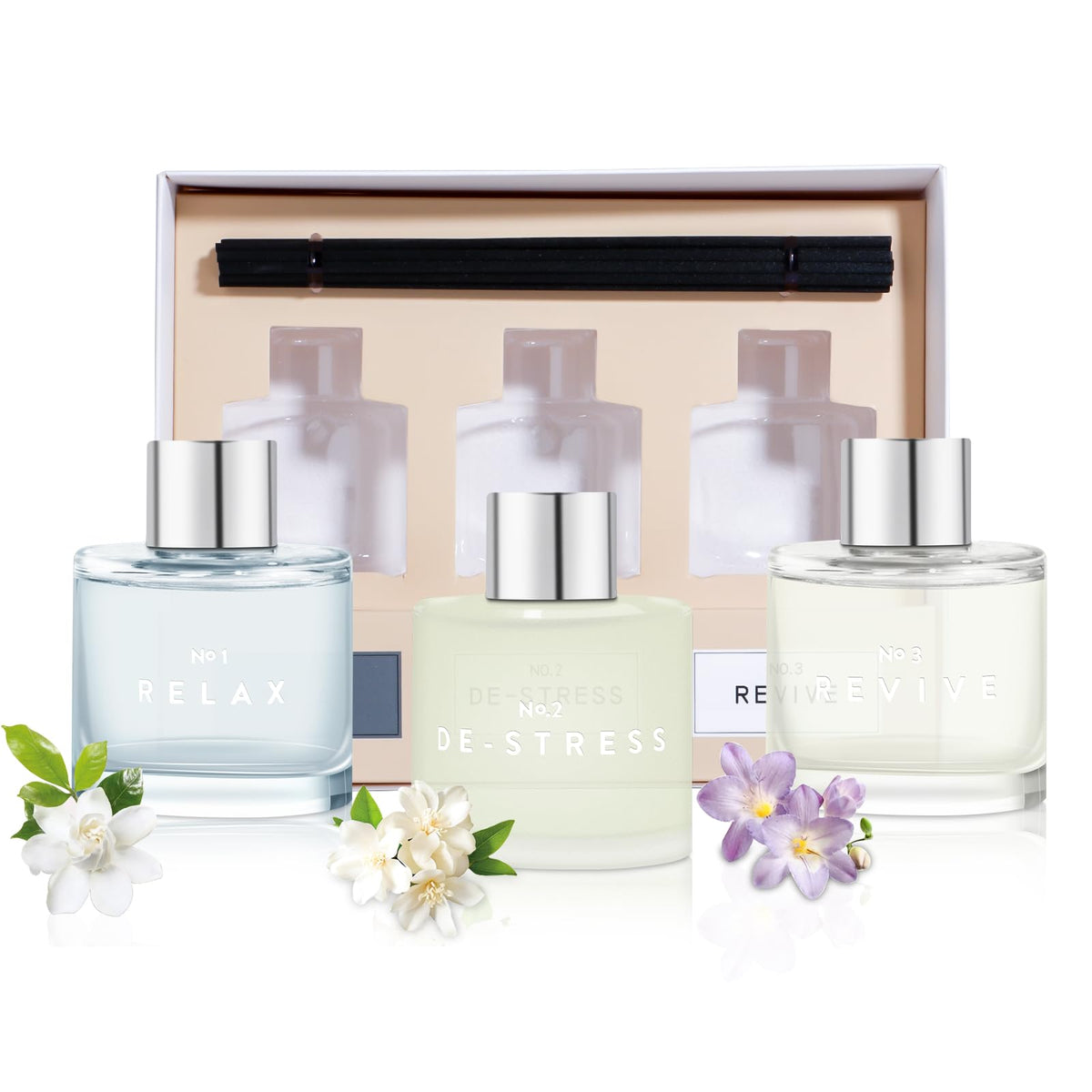 3 Pack Fragrance Reed Diffuser, 50ML Lavender Jasmine Lemongrass
