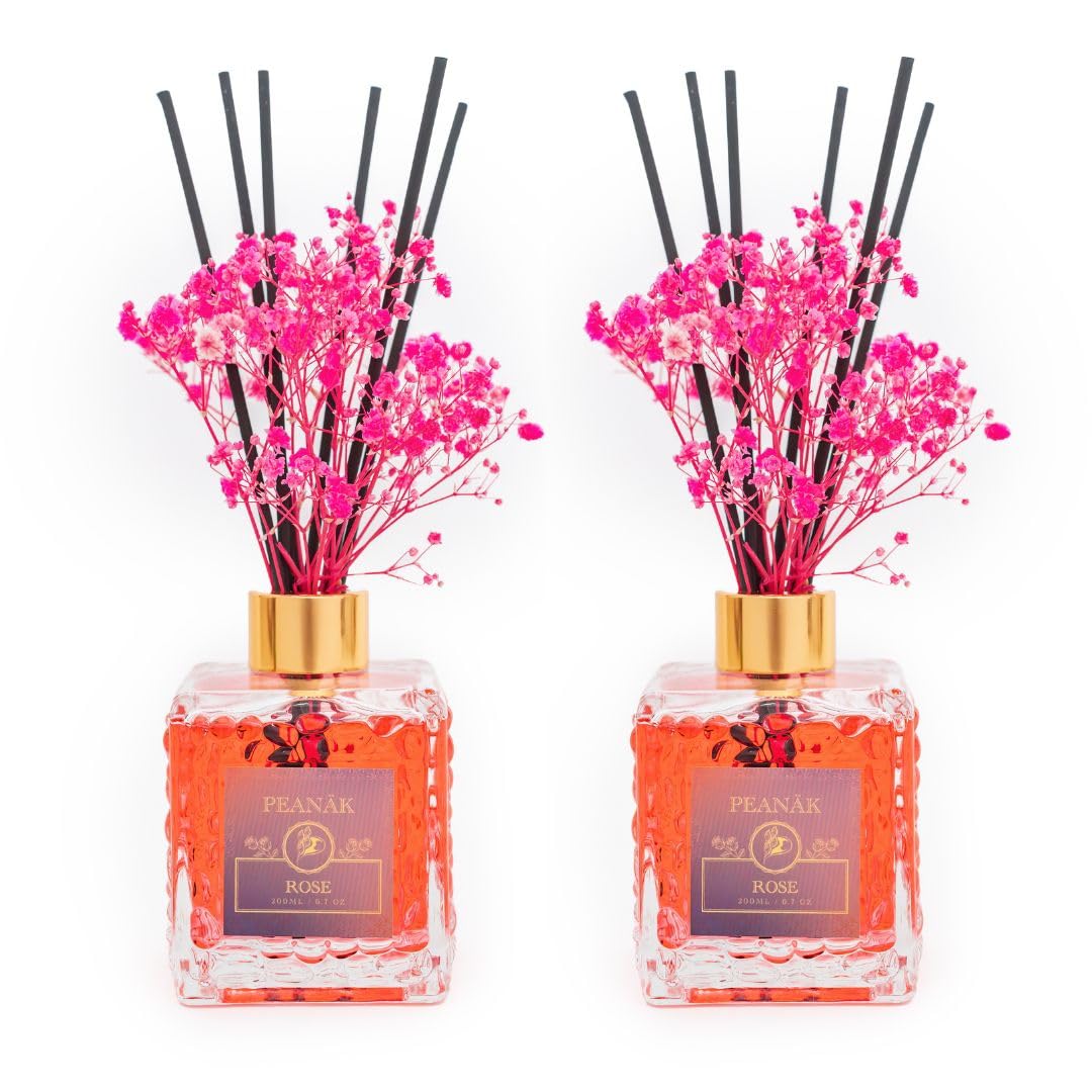 PEANÄK Reed Diffuser Set - Coconut Vanilla 6.7 fl oz | Scented Oil Diffuser with 8 Sticks for Bathroom Shelf Decor & Home Fragrance