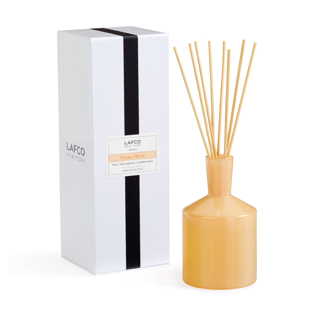 LAFCO New York Classic Reed Diffuser, Marine - 6 oz - Up to 3 Months Fragrance Life - Reusable Glass Vessel - Natural Wood Reeds - Made in the USA
