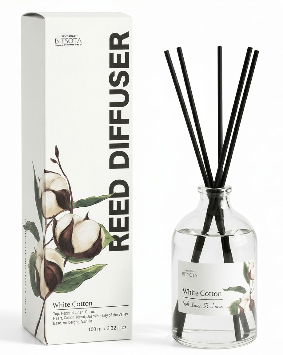 Reed Diffuser Set for Bathroom & Home, Long Lasting Essential Oil Aroma, Glass Bottle Home Fragrance with Sticks, Ideal Gift for Woman