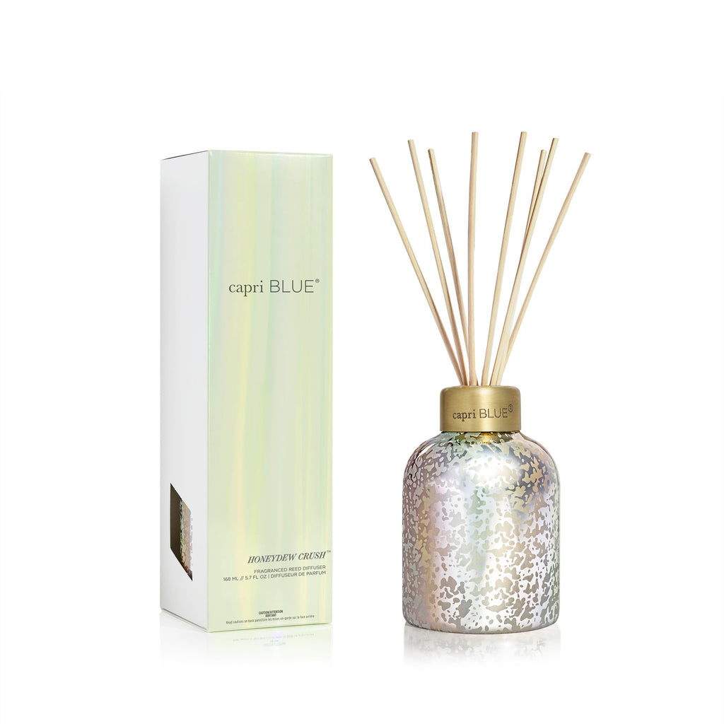 Capri Blue Reed Diffuser - Reed Diffuser Set Includes Scented Oil, Sticks, and Mercury Iridescent Glass Bottle - Home Decor Room Fresheners - Volcano (5.7 fl oz)
