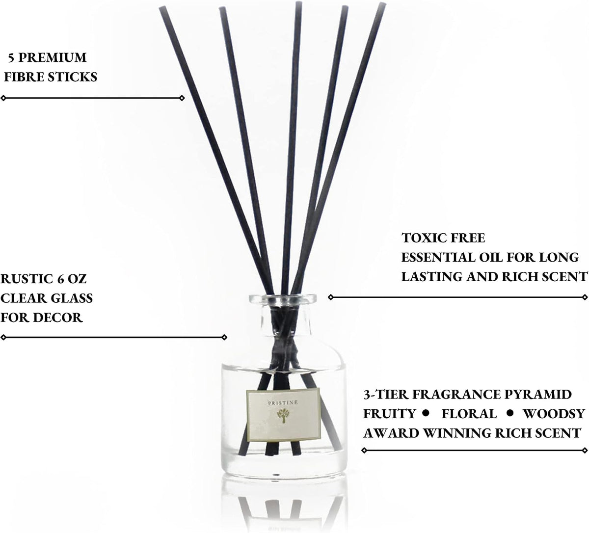 PRISTINE Himalayan Tea/Inspired by Westin Hotel Reed Diffuser for Home | Fresh Bergamot/White Tea Room Fragrance Reed Diffusers, Oil & Room Diffusers with Reed | Home Fragrance Scent Diffuser