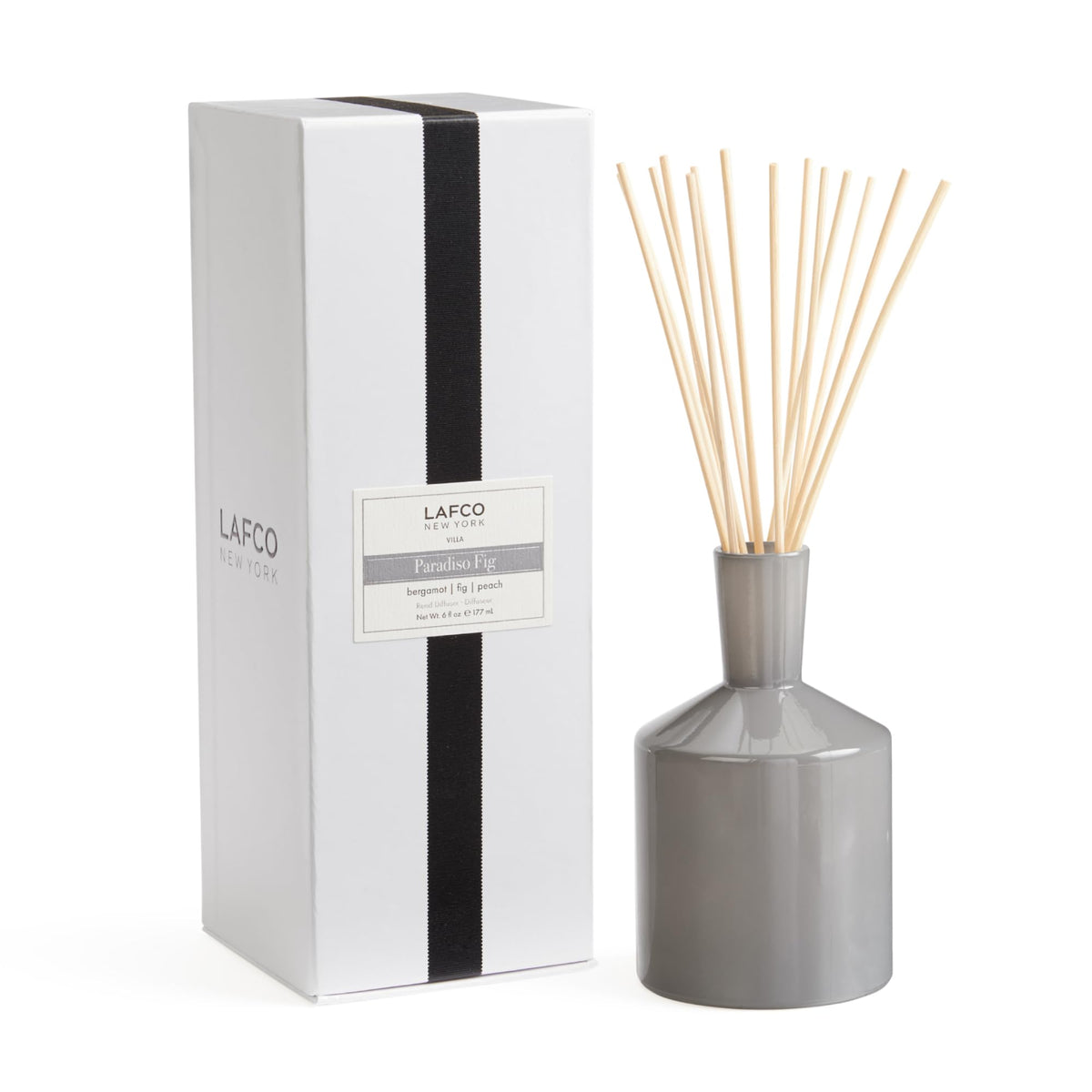 LAFCO New York Classic Reed Diffuser, Marine - 6 oz - Up to 3 Months Fragrance Life - Reusable Glass Vessel - Natural Wood Reeds - Made in the USA