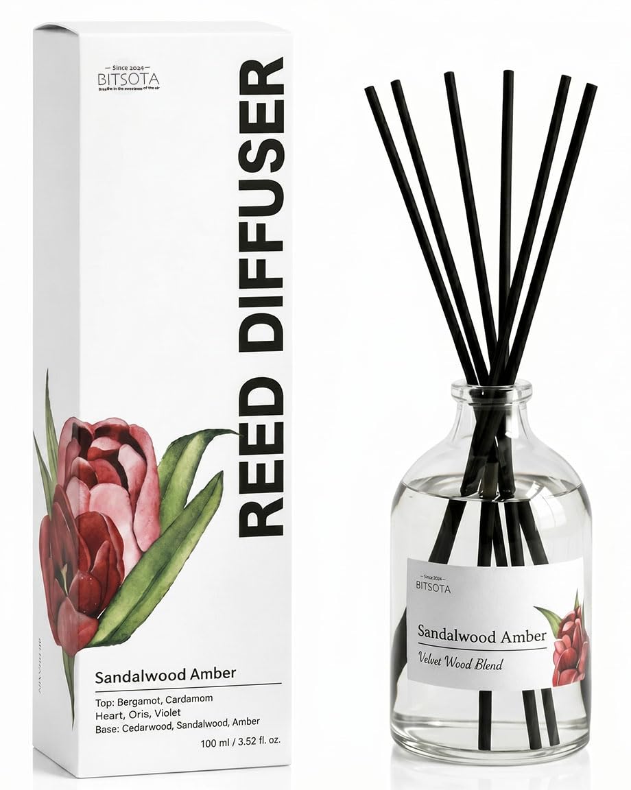Reed Diffuser Set for Bathroom & Home, Long Lasting Essential Oil Aroma, Glass Bottle Home Fragrance with Sticks, Ideal Gift for Woman