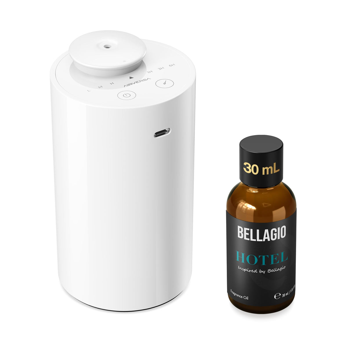 Airversa AN6 Waterless Essential Oil Diffuser Starter Kit, Black