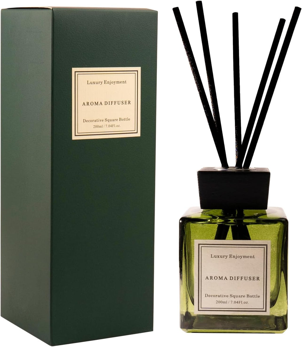 XEPTLE Hotel Colletion Reed Diffuser, Clean White Floral Fragrance with Bergamot & Warm White Musk, Air Freshener, Home Fragrance Diffuser with 5 Reeds for Bedroom Bathroom Office Décor, 7.04oz, Green