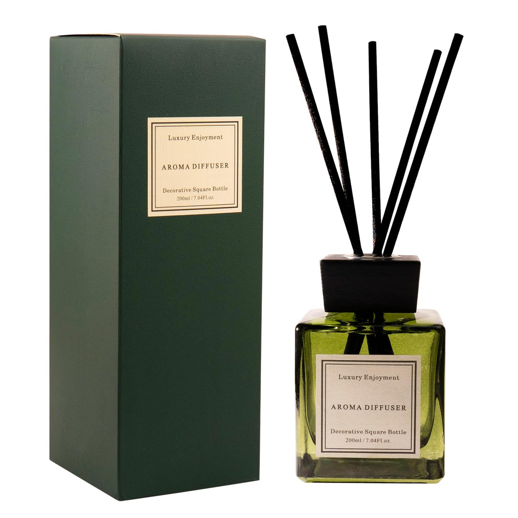 XEPTLE Hotel Colletion Reed Diffuser, Clean White Floral Fragrance with Bergamot & Warm White Musk, Air Freshener, Home Fragrance Diffuser with 5 Reeds for Bedroom Bathroom Office Décor, 7.04oz, Green