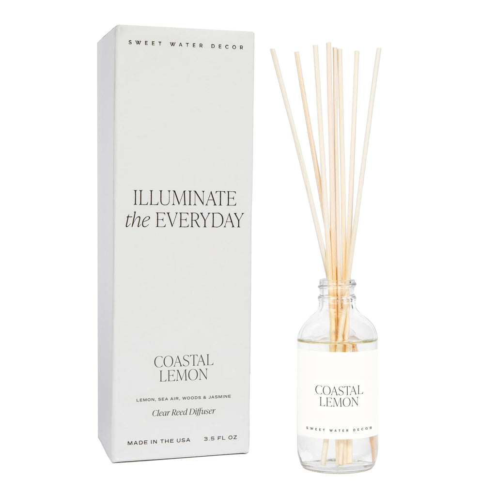 Sweet Water Decor Non-Toxic Cashmere and Vanilla Reed Diffuser Set, Cashmere, Sandalwood, Milky Coconut, Bourbon Vanilla Scented Diffuser for Home, Light Fragrance, Made in the USA, 3.5 FL OZ